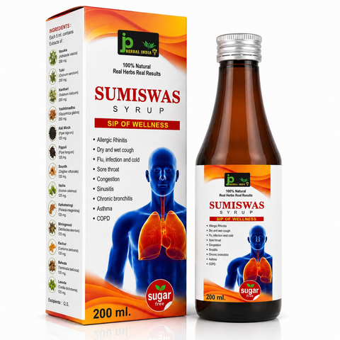 JP Herbal India SUMISWAS Syrup | Ayurvedic Respiratory Wellness Syrup | Sugar Free | 200 ml