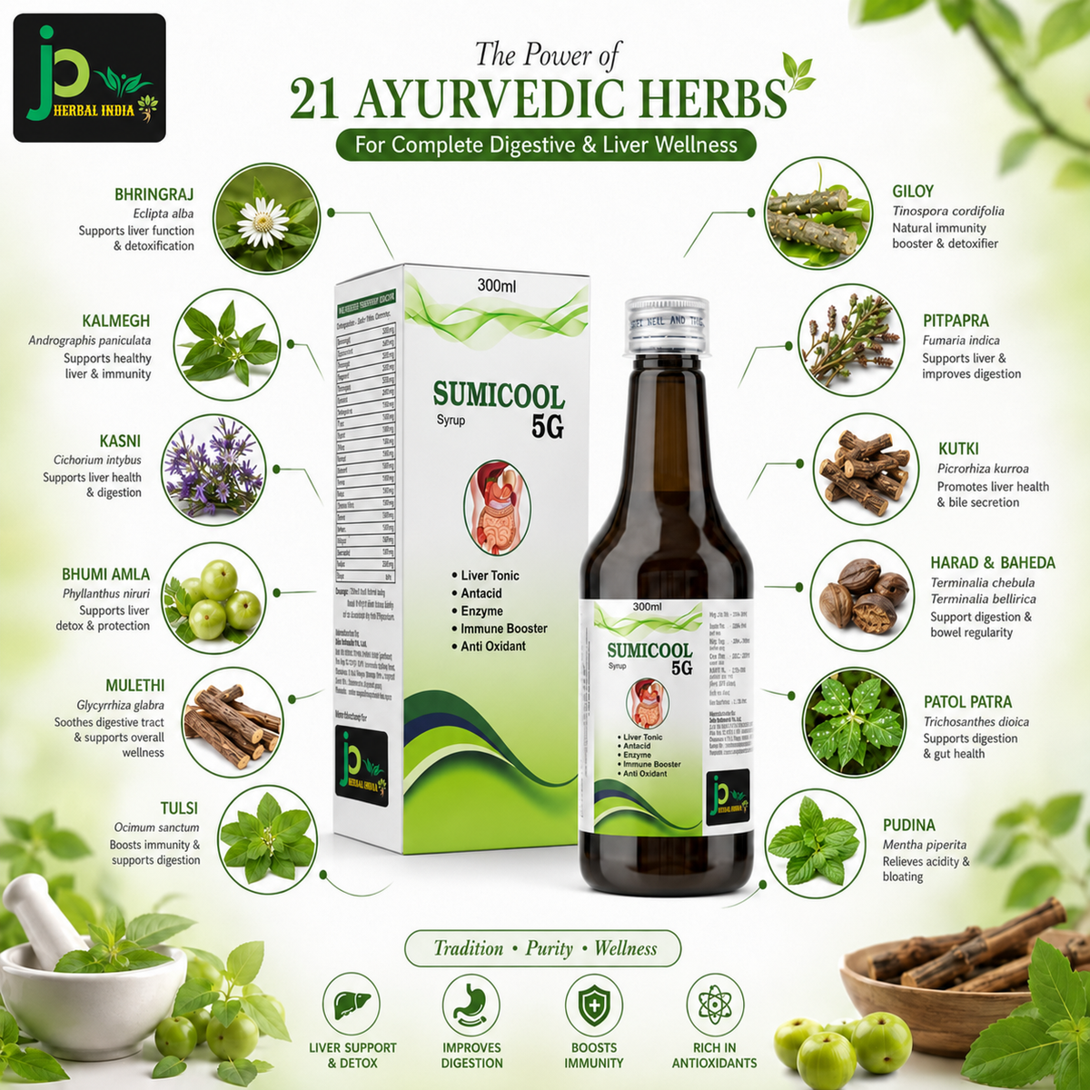 SUMICOOL 5G Syrup 300ml | Ayurvedic Liver & Digestive Wellness Formula