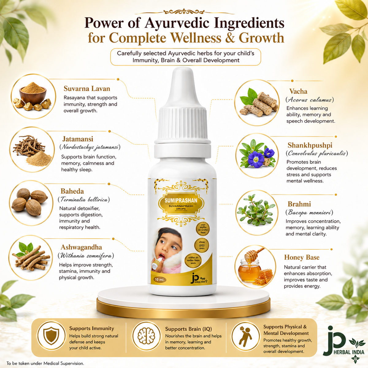 SUMIPRASHAN Suvarnaprash Drops for Kids | Immunity &amp; Brain Development Support