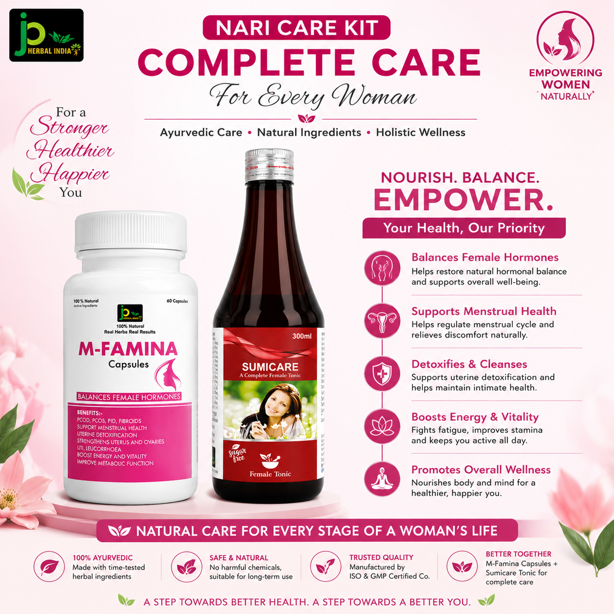 Nari Care Kit | M-FAMINA Capsules + SUMICARE Female Tonic Combo