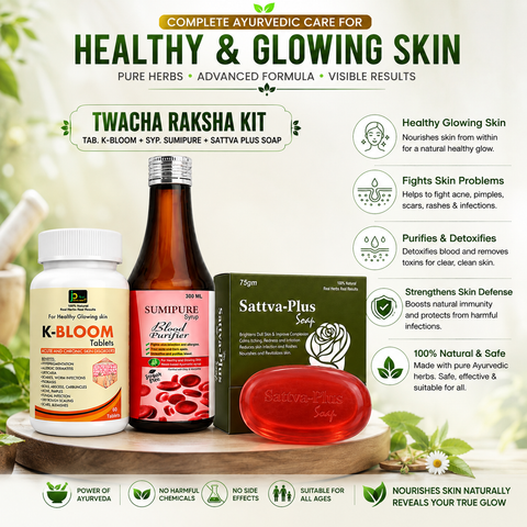 Twacha Raksha Kit | K-Bloom Tablets + Sumipure Syrup + Sattva-Plus Soap