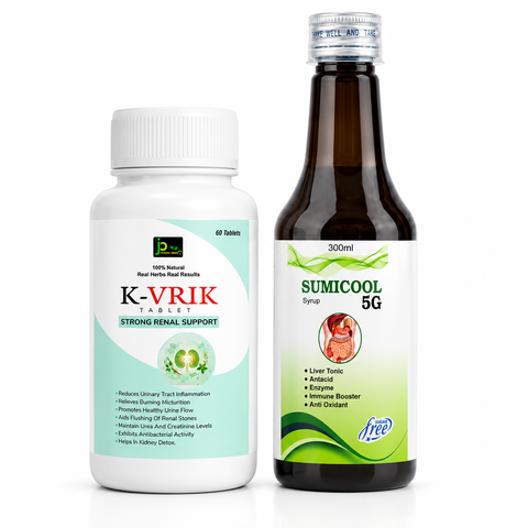 Vrikka Raksha Kit | K-VRIK Tablets (60 Tablets) + SUMICOOL 5G Syrup (300ml)