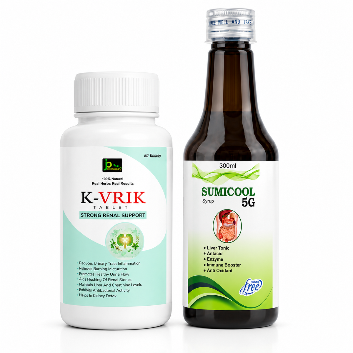 Vrikka Raksha Kit | K-VRIK Tablets (60 Tablets) + SUMICOOL 5G Syrup (300ml)