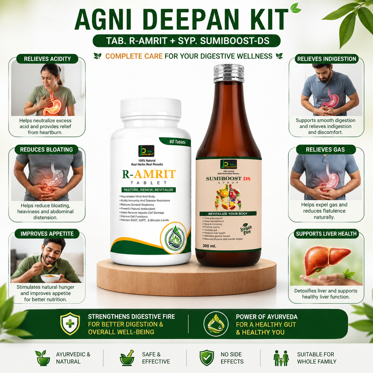 Agni Deepan Kit | R-AMRIT Tablets (60 Tablets) + SUMIBOOST DS Syrup (300 ml)