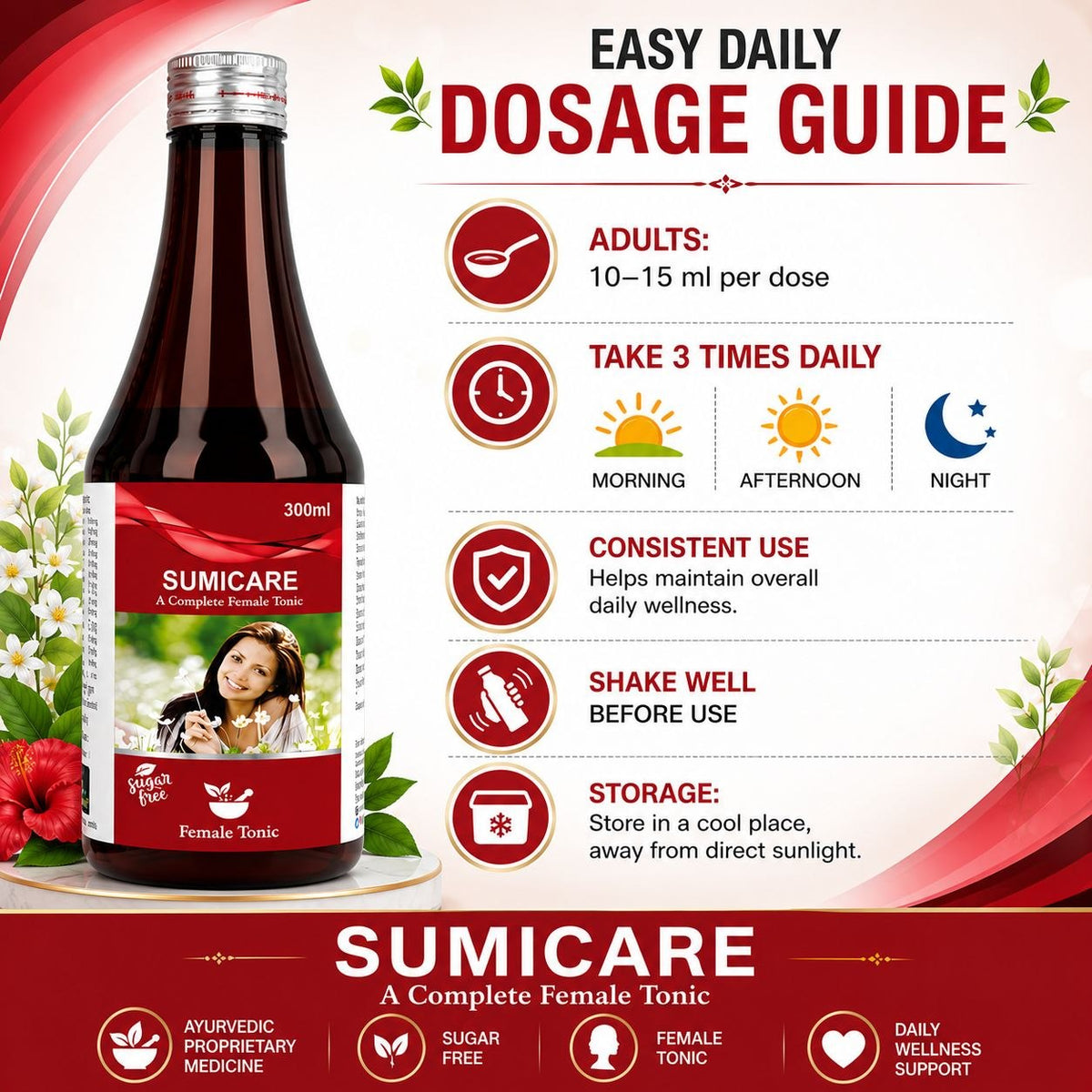 SUMICARE – A Complete Female Tonic | Ayurvedic Proprietary Medicine | Sugar Free | 300 ml
