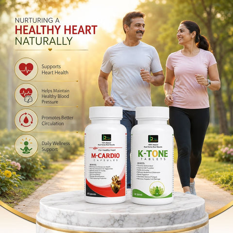 HRIDYA AMRIT KIT | M-CARDIO Capsules (60 Caps) + K-TONE Tablets (60 Tabs) | Ayurvedic Heart Wellness Combo