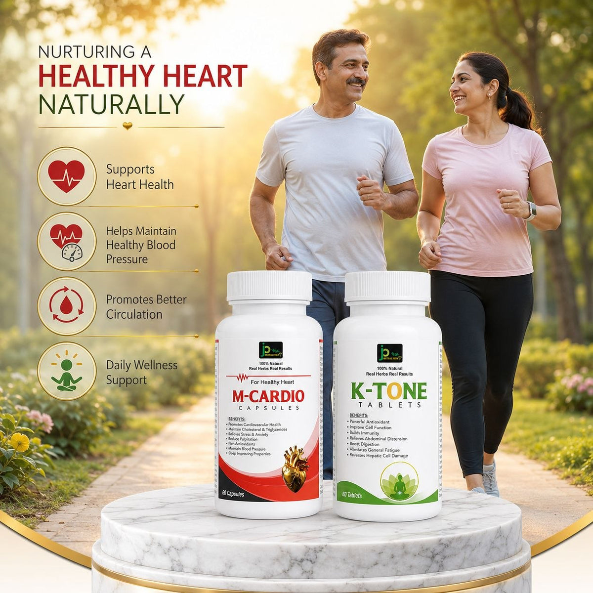 HRIDYA AMRIT KIT | M-CARDIO Capsules (60 Caps) + K-TONE Tablets (60 Tabs) | Ayurvedic Heart Wellness Combo