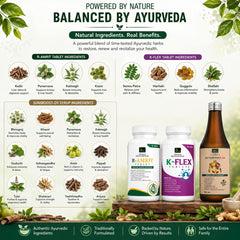 AROGYAM KIT Complete Ayurvedic Wellness Combo R-AMRIT Tablets (60 Tablets) + K-FLEX Tablets (60 Tablets) + SUMIBOOST-DS Syrup (300 ml)